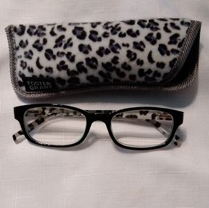 Foster Grant Adalia BLK +3.25 Leopard Readers and Case